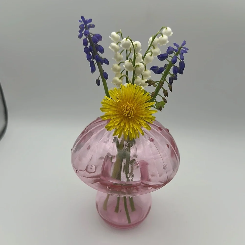 Pink Glass Mushroom Vase/Accent Piece